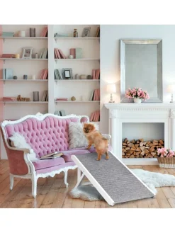 Hunderampe in Grau/ Weiß