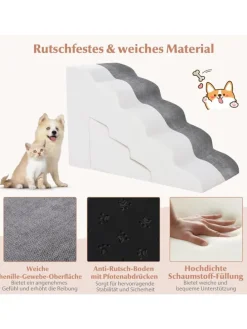 Hundetreppe 5+3 Stufen in Grau