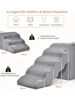 Hundetreppe 5+3 Stufen in Grau