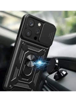 Hybrid Armor Camshield Bumper Handyhülle Hülle mit Ring kompatibel mit in Rosa