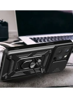 Hybrid Armor Camshield Bumper Handyhülle Hülle mit Ring kompatibel mit in Rosa