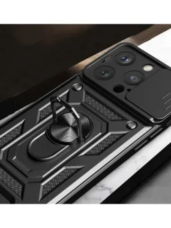 Hybrid Armor Camshield Bumper Handyhülle Hülle mit Ring kompatibel mit in Rosa