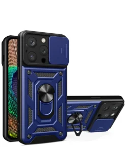 Hybrid Armor Camshield Bumper Handyhülle Hülle mit Ring kompatibel mit in Blau