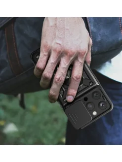 Hybrid Armor Camshield Bumper Handyhülle Hülle mit Ring kompatibel mit in Blau