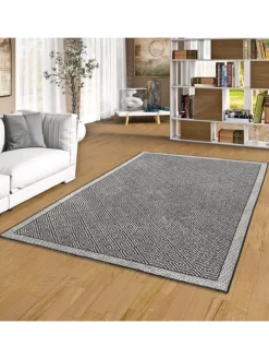 In & Outdoor Teppich Hampton Meliert in Zwart