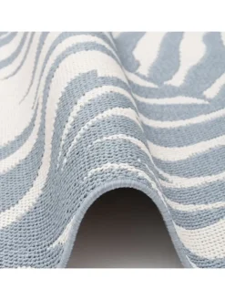 In & Outdoor Teppich Flachgewebe Marbella Blätter in Blau