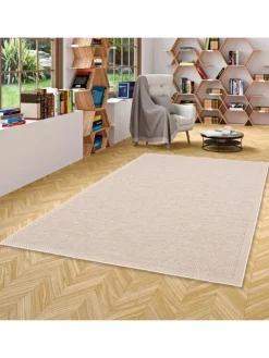 In & Outdoor Teppich Flachgewebe Ottawa Bordüre in Beige