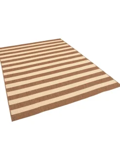 In & Outdoor Teppich Flachgewebe Valencia Streifen in Beige