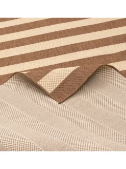 In & Outdoor Teppich Flachgewebe Valencia Streifen in Beige