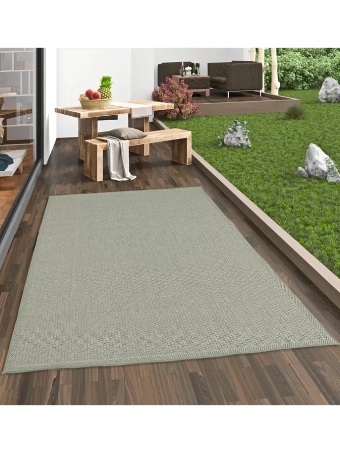 In & Outdoor Teppich Flachgewebe Marbella Uni in Groen