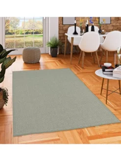 In & Outdoor Teppich Flachgewebe Marbella Uni in Groen