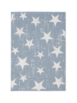In & Outdoor Teppich Flachgewebe Marbella Sterne in Blau