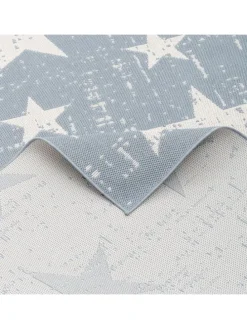 In & Outdoor Teppich Flachgewebe Marbella Sterne in Blau