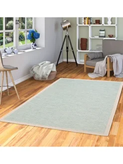 In & Outdoor Teppich Flachgewebe Ottawa Bordüre in Türkis