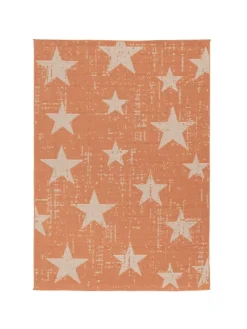 In & Outdoor Teppich Flachgewebe Marbella Sterne in Orange