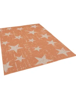 In & Outdoor Teppich Flachgewebe Marbella Sterne in Orange