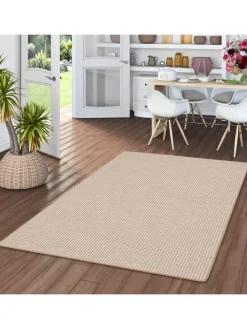 In & Outdoor Teppich Flachgewebe Oslo Karo Modern in Beige