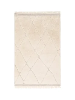 In & Outdoor Teppich Shaggy Sylt Rauten in Creme