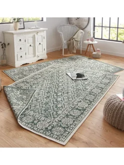 In- & Outdoor Wendeteppich Curacao Grün Creme