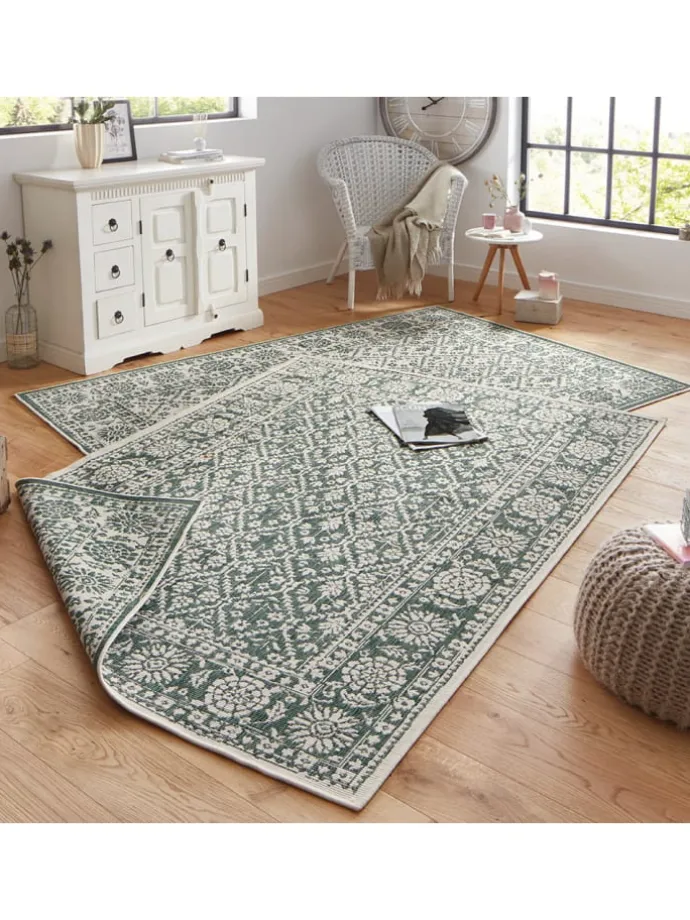 In- & Outdoor Wendeteppich Curacao Grün Creme
