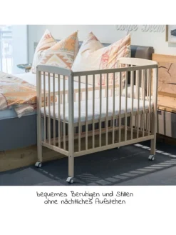 2in1 Beistellbett, Stubenbett Nino - Nat in braun