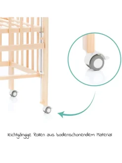 2in1 Beistellbett, Stubenbett Nino - Nat in braun