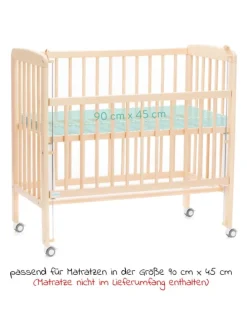 2in1 Beistellbett, Stubenbett Nino - Nat in braun