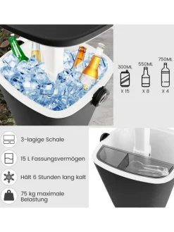3-in-1 Kühltisch Cool Bar in Schwarz