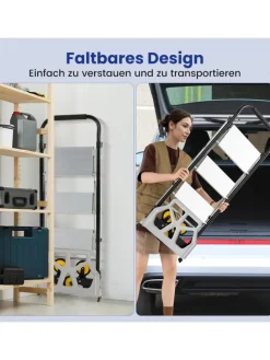 2-in-1 Treppensackkarre mit Leiter in Schwarz