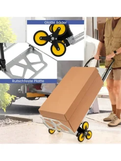 2-in-1 Treppensackkarre mit Leiter in Schwarz