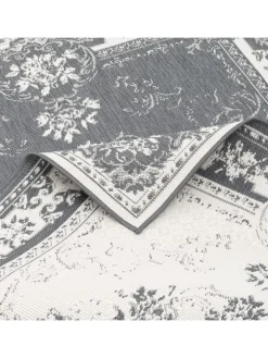 In- und Outdoor Teppich Beidseitig Cape Cod Bordüre in Grijs