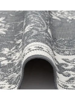 In- und Outdoor Teppich Beidseitig Cape Cod Bordüre in Grijs