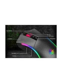 INCA IMG-GT19 RGB 7D Makro-Tasten Profiosonelle Gaming-Maus schwarz in schwarz