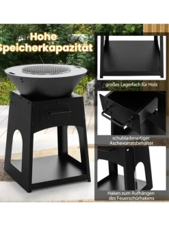 2-in-1 Feuerstelle in Schwarz