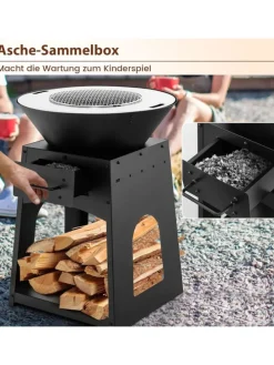 2-in-1 Feuerstelle in Schwarz