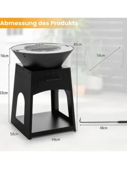 2-in-1 Feuerstelle in Schwarz