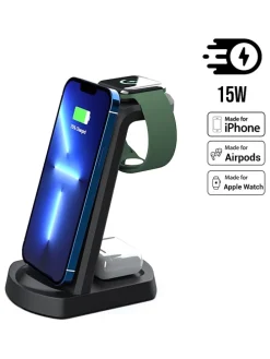 3in-1-Ladestation in Schwarz