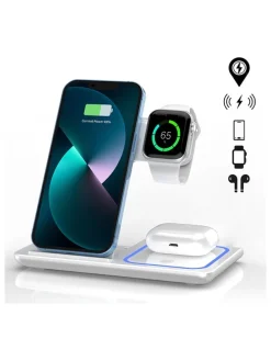 3in-1-Schnellladestation in Weiß