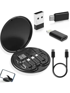 6-in-1-USB-Adapter mit SIM-Kartenfach in Schwarz