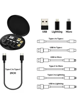 6-in-1-USB-Adapter mit SIM-Kartenfach in Schwarz