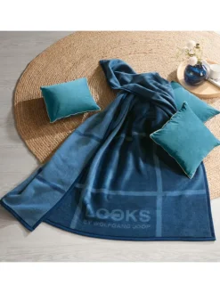 Jacquard, Baumwollmischung Wohndecke in blau