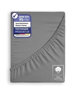Jersey Spannbettlaken Spannbetttuch 100% Baumwolle Bettlaken Betttuch in Anthrazit