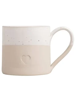Jumbotasse "Herz" in Beige/ Weiß - 450 ml