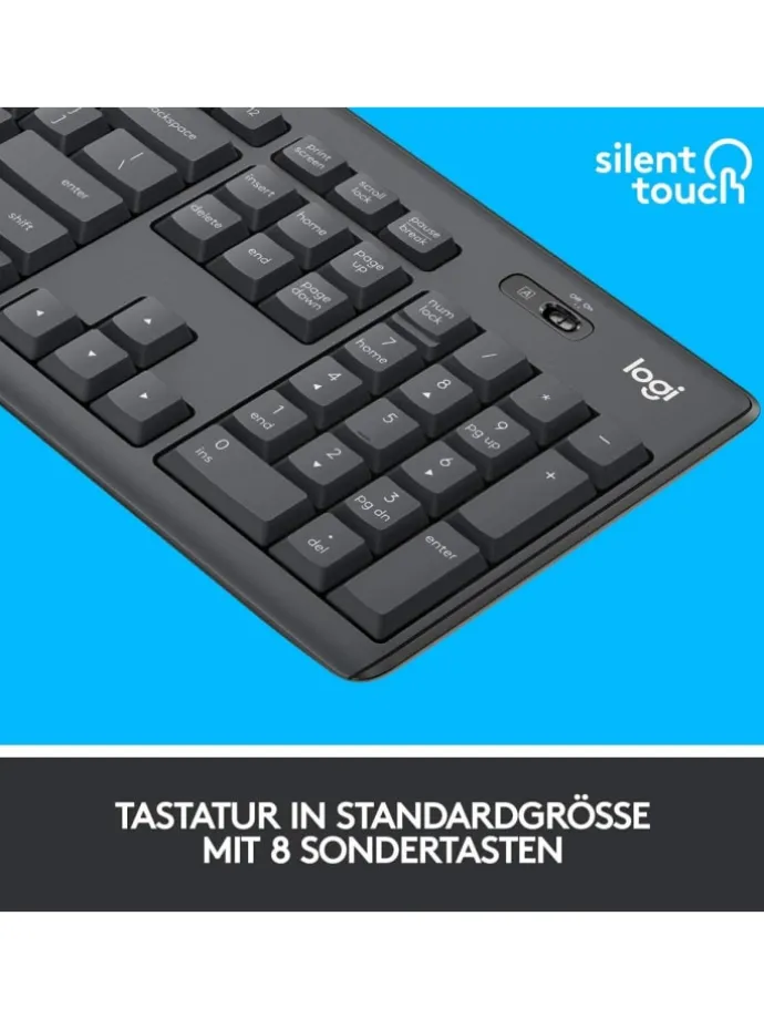 Kabelloses Tastatur-Maus-Set mit SilentTouch-Technologie, in Schwarz