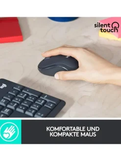 Kabelloses Tastatur-Maus-Set mit SilentTouch-Technologie, in Schwarz