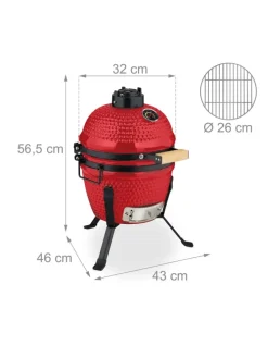 Kamado Grill in Rot - Ø 32 cm