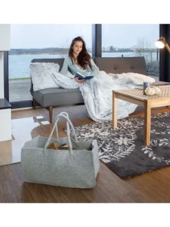 Kaminholztasche in Anthrazit