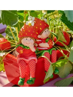 Kantenhocker Erdbeermädchen Lotte Gartenfigur H: 19cm in rot