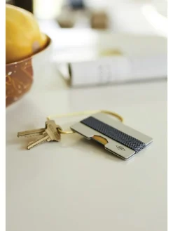 Kartenetui in Silber/ Schwarz - (L)8,9 x (B)6,3 cm