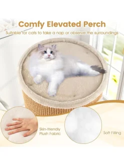 Katzenbaum Kratztonne Ø 36 cm 59,5 cm hoch in Braun